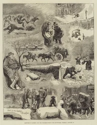 Skizzen in London und den Vororten während des Schneesturms, Dienstag, 18. Januar